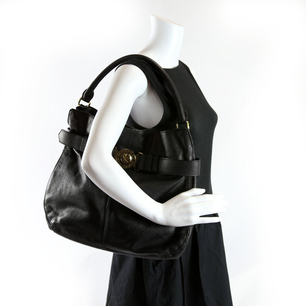 Lambert Leather Belted Hobo Black