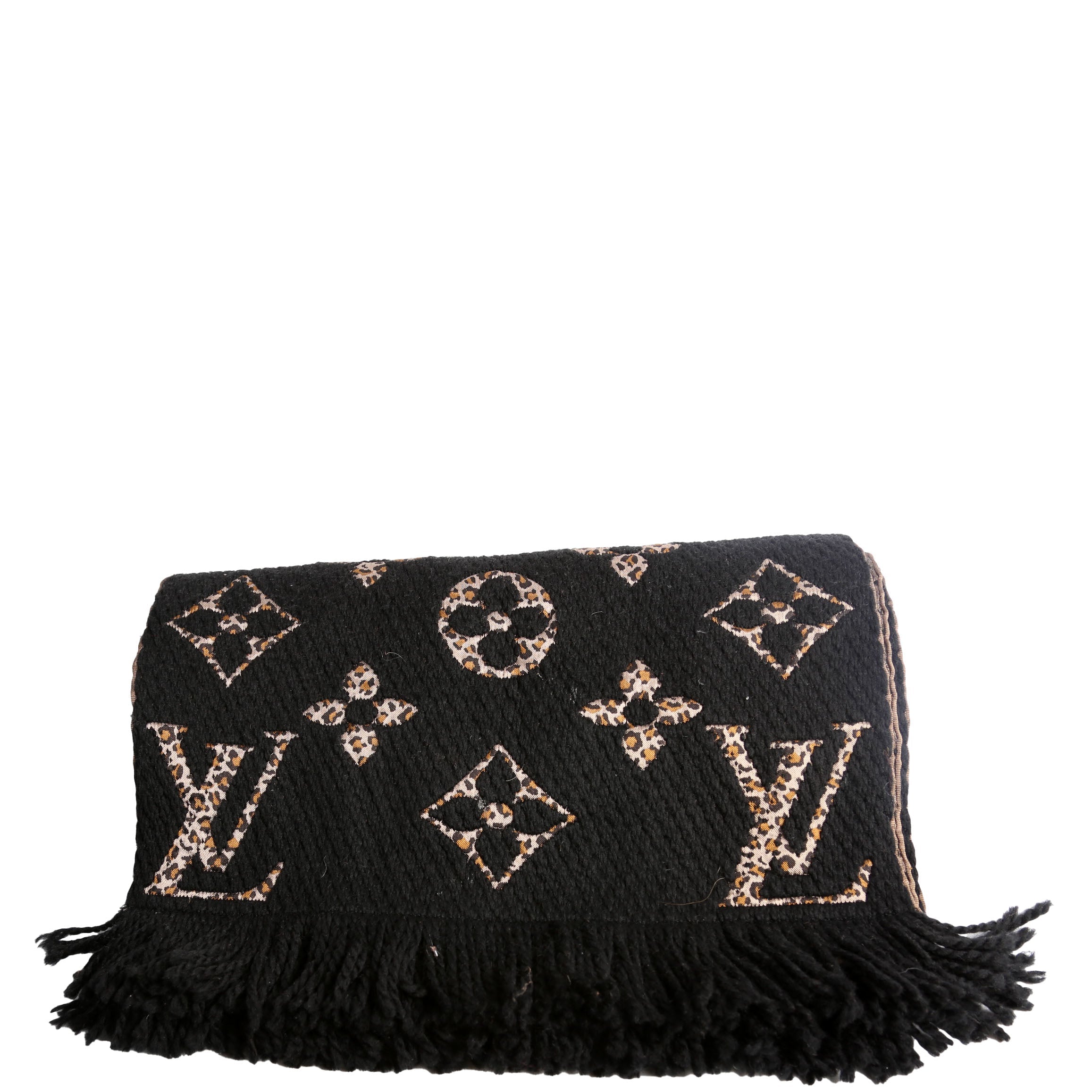 Logomania Wool/Silk Scarf Black/Brown