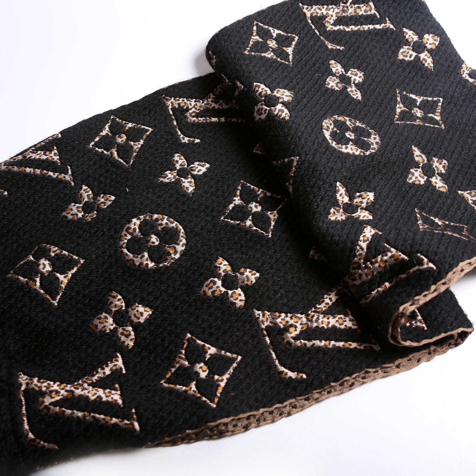 Logomania Wool/Silk Scarf Black/Brown