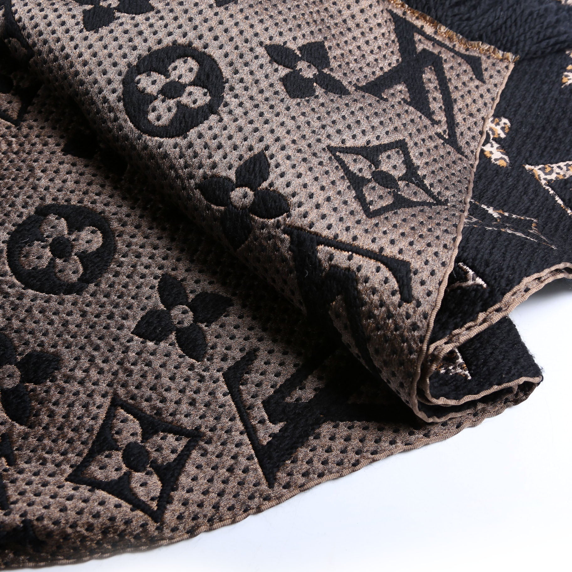Logomania Wool/Silk Scarf Black/Brown