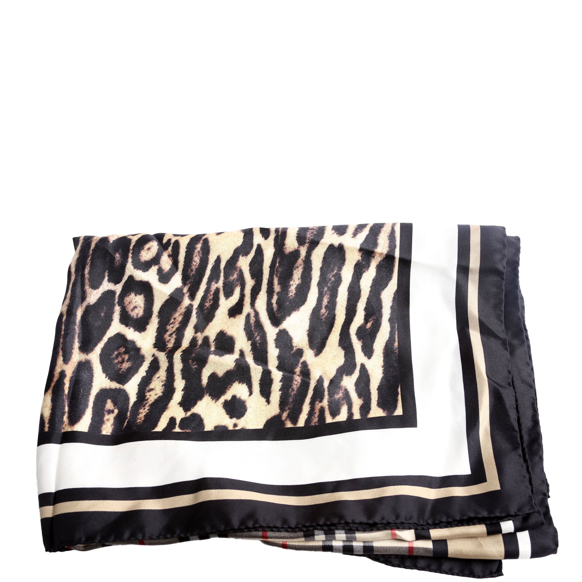 Vintage Check Animal Print Silk Scarf Beige/Black