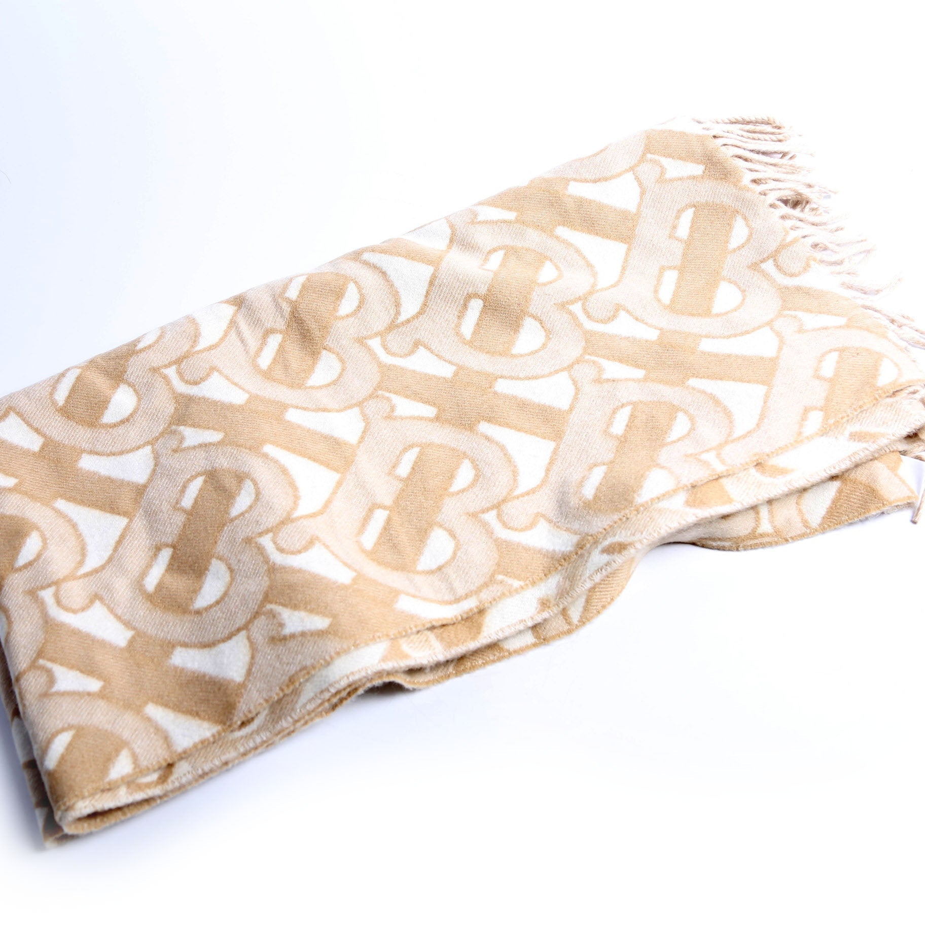 TB Monogram Cashmere 200X50CM Scarf Beige