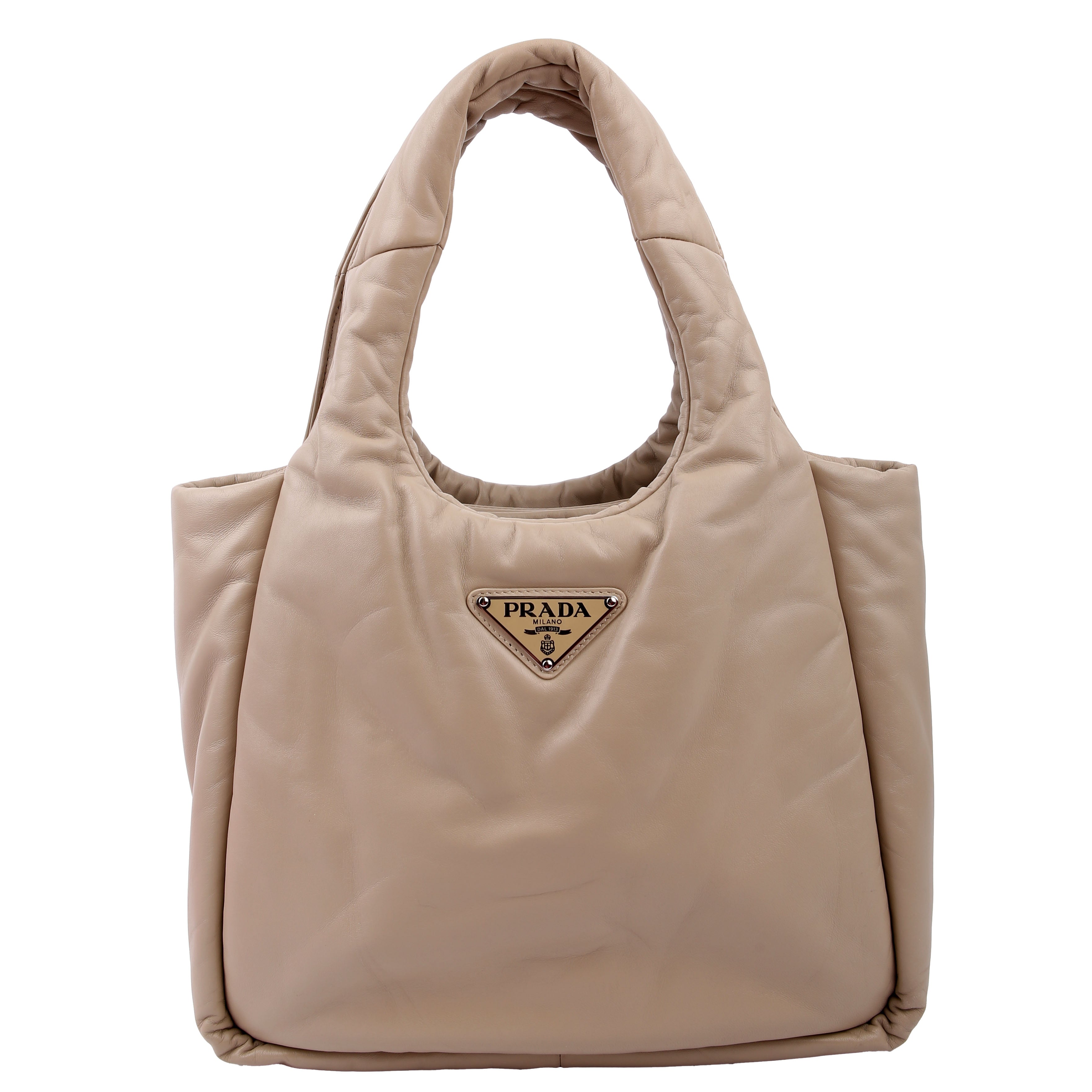 Prada Padded Soft Nappa Tote Medium Beige