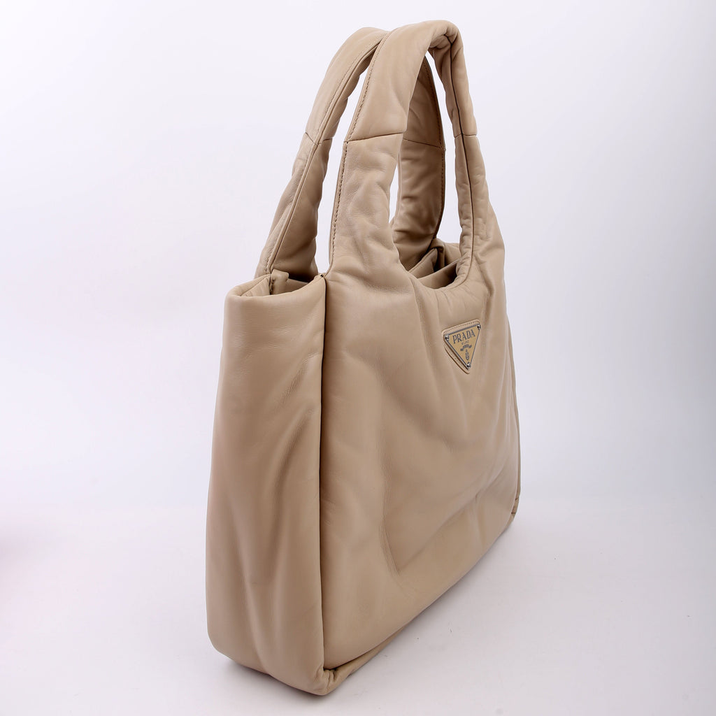 Prada Padded Soft Nappa Tote Medium Beige