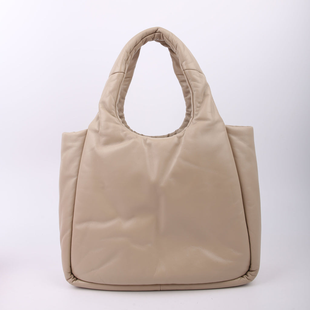 Prada Padded Soft Nappa Tote Medium Beige
