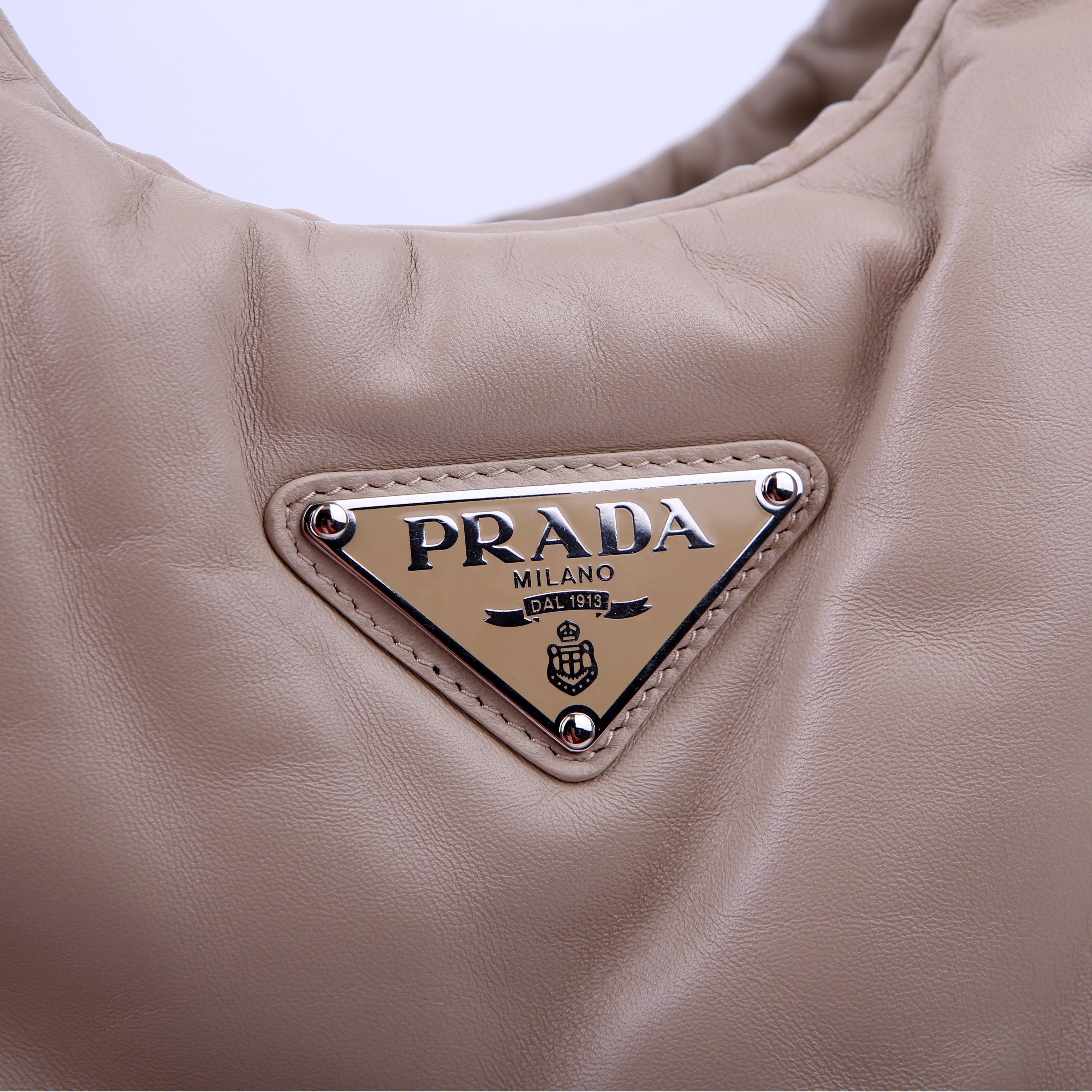 Prada Padded Soft Nappa Tote Medium Beige