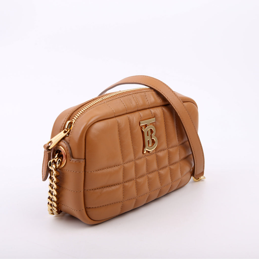 Lola Mini Camera Bag Quilted Leather Brown