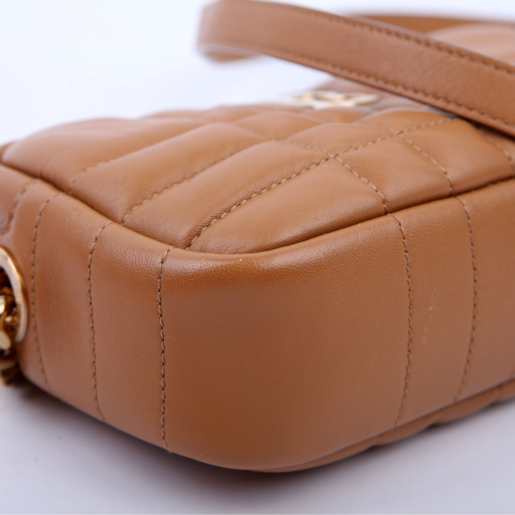 Lola Mini Camera Bag Quilted Leather Brown