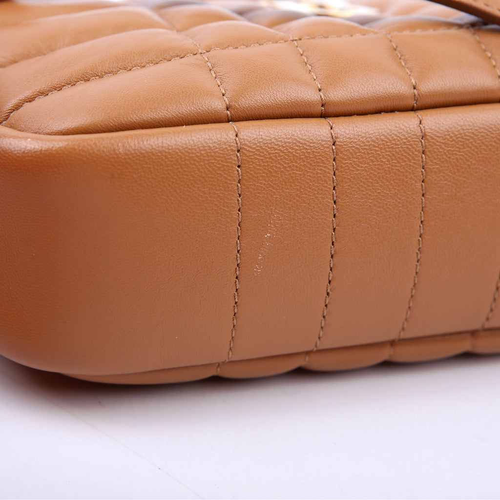 Lola Mini Camera Bag Quilted Leather Brown