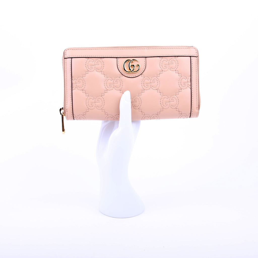 Gucci 723784 GG Matelasse Long Wallet Nude