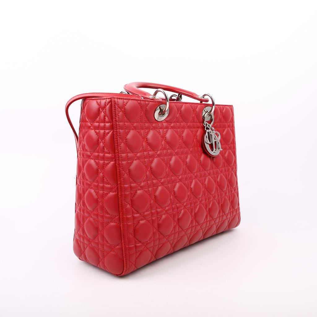 Lady Dior Large Lambskin Red