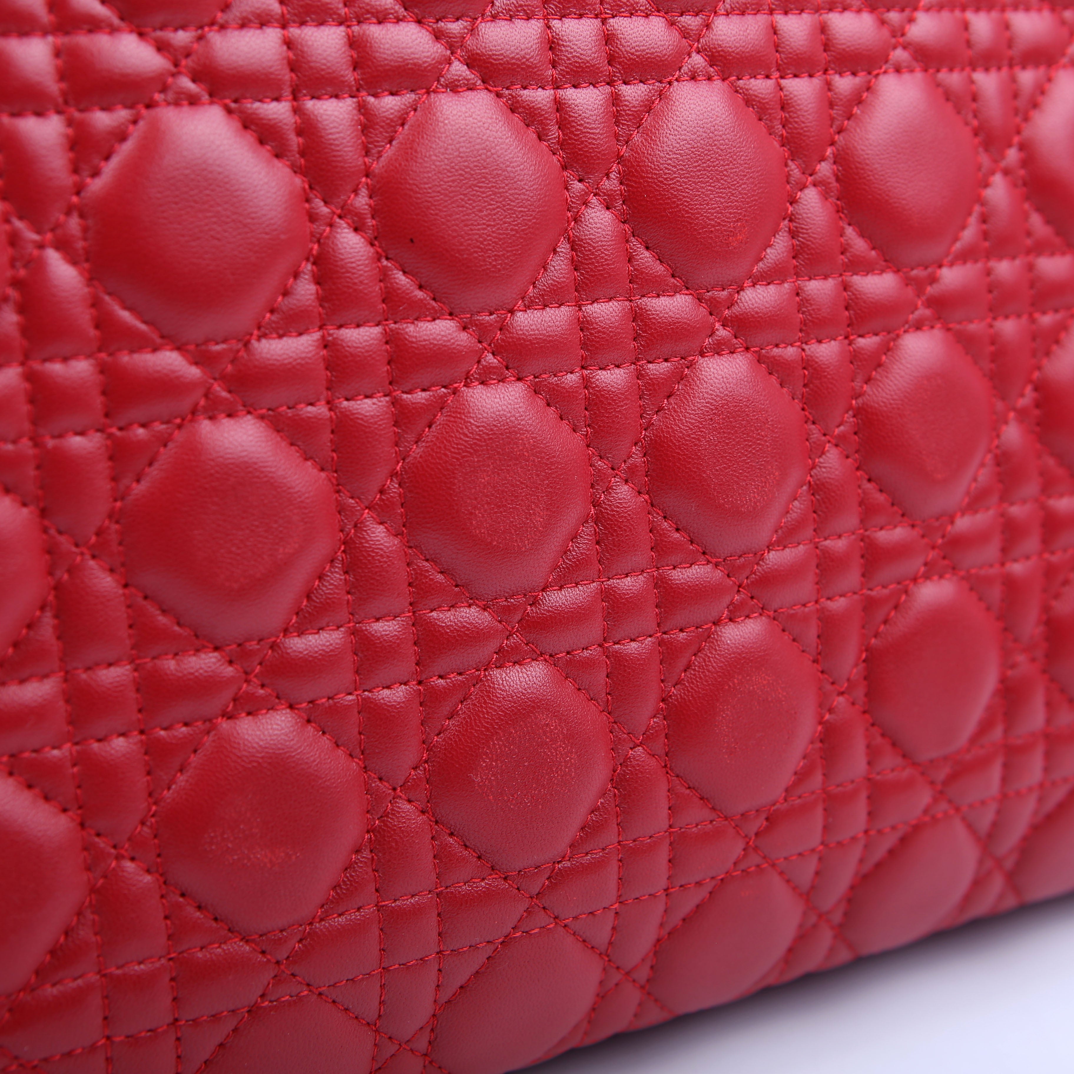 Lady Dior Large Lambskin Red