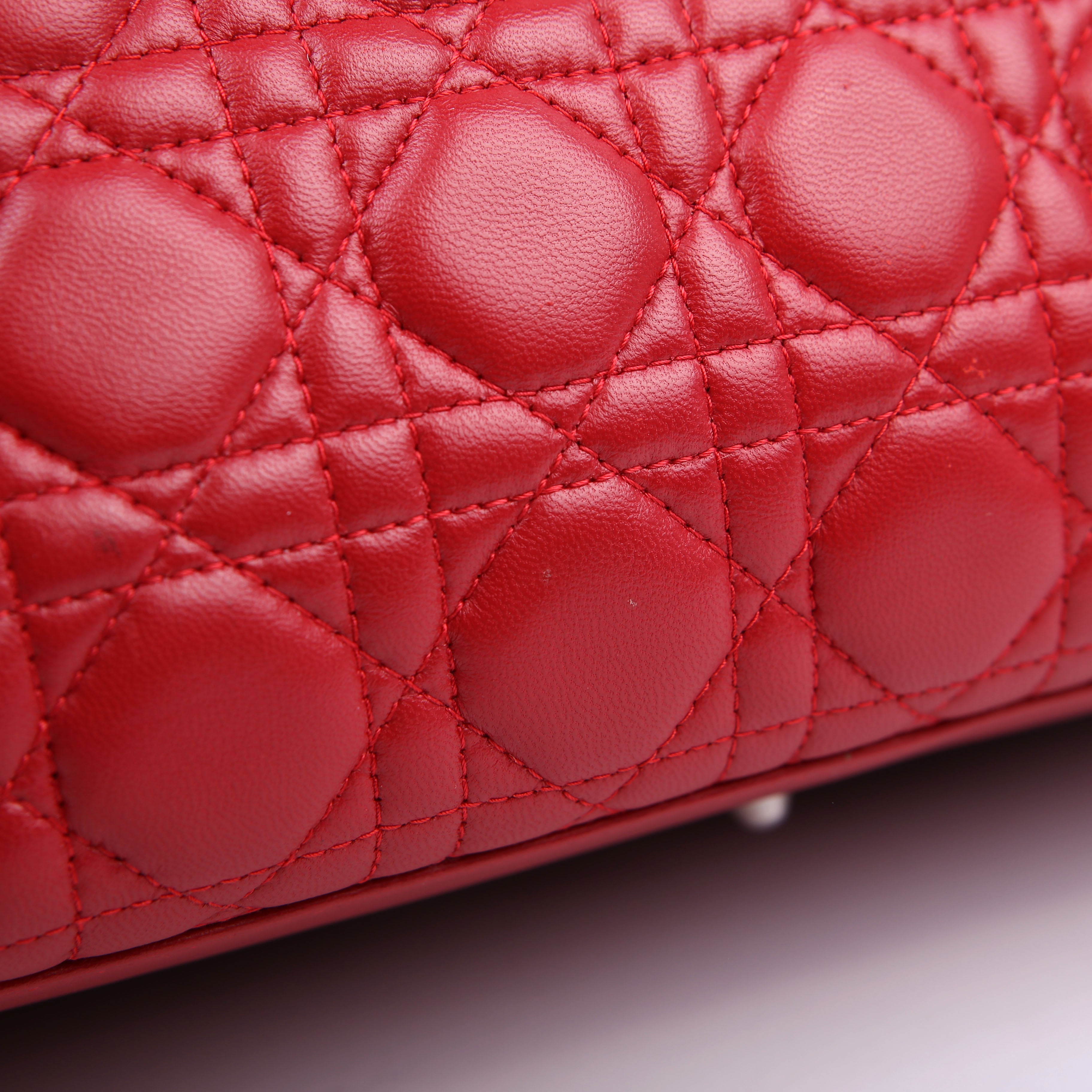 Lady Dior Large Lambskin Red