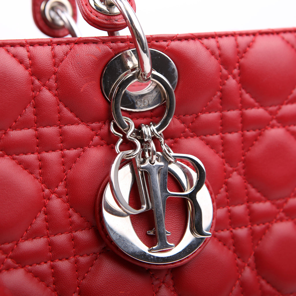 Lady Dior Large Lambskin Red