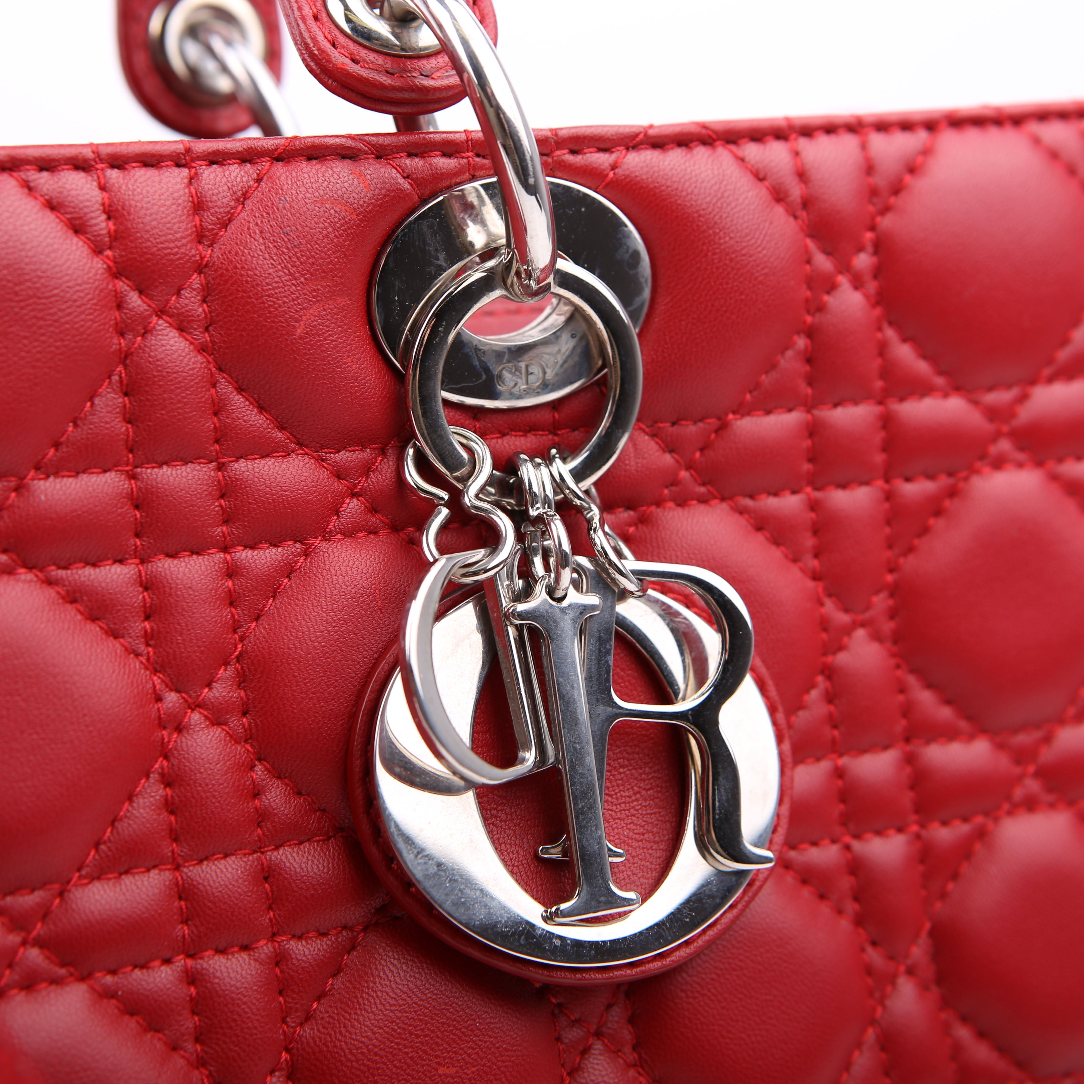Lady Dior Large Lambskin Red