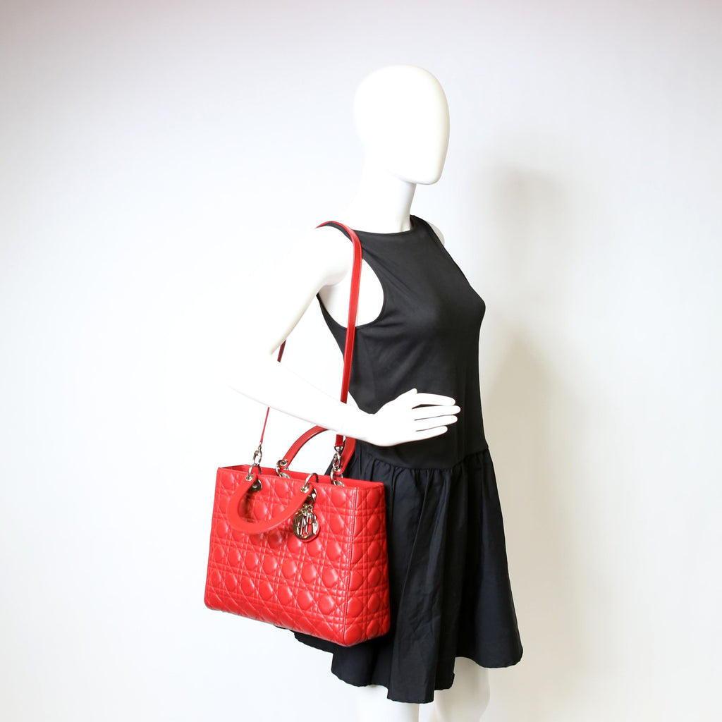 Lady Dior Large Lambskin Red