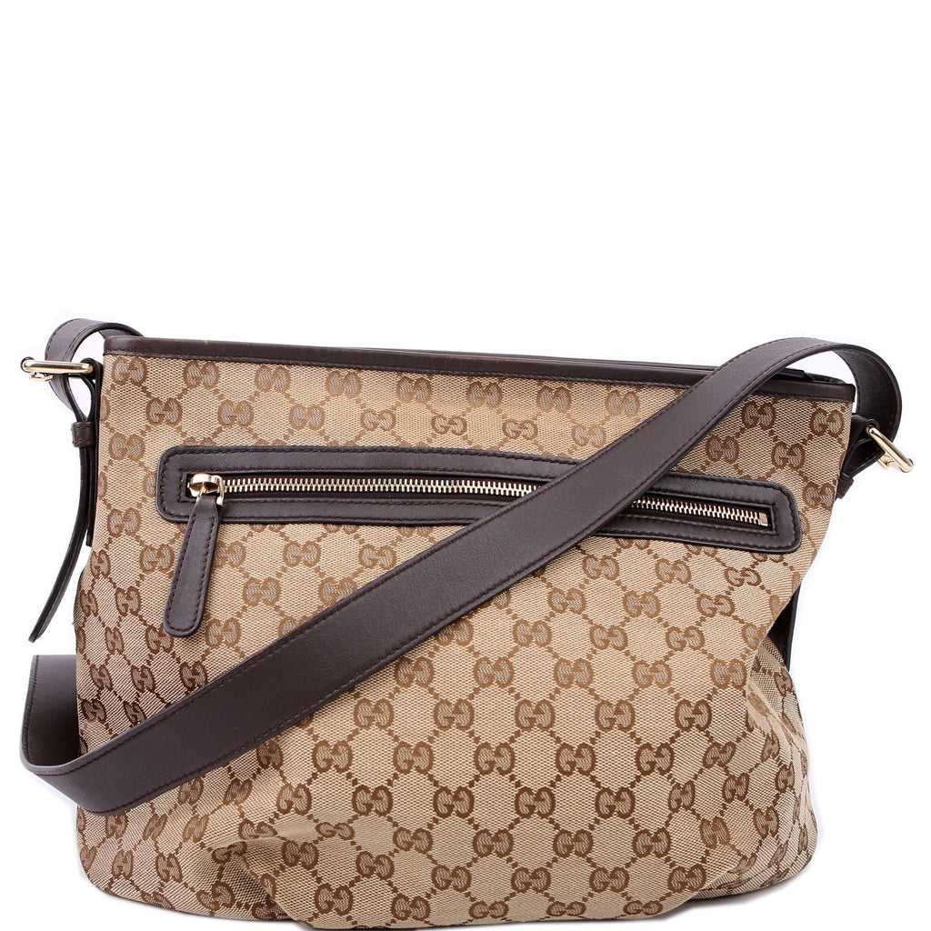 Gucci 388930 GG Canvas Shoulder Bag Brown