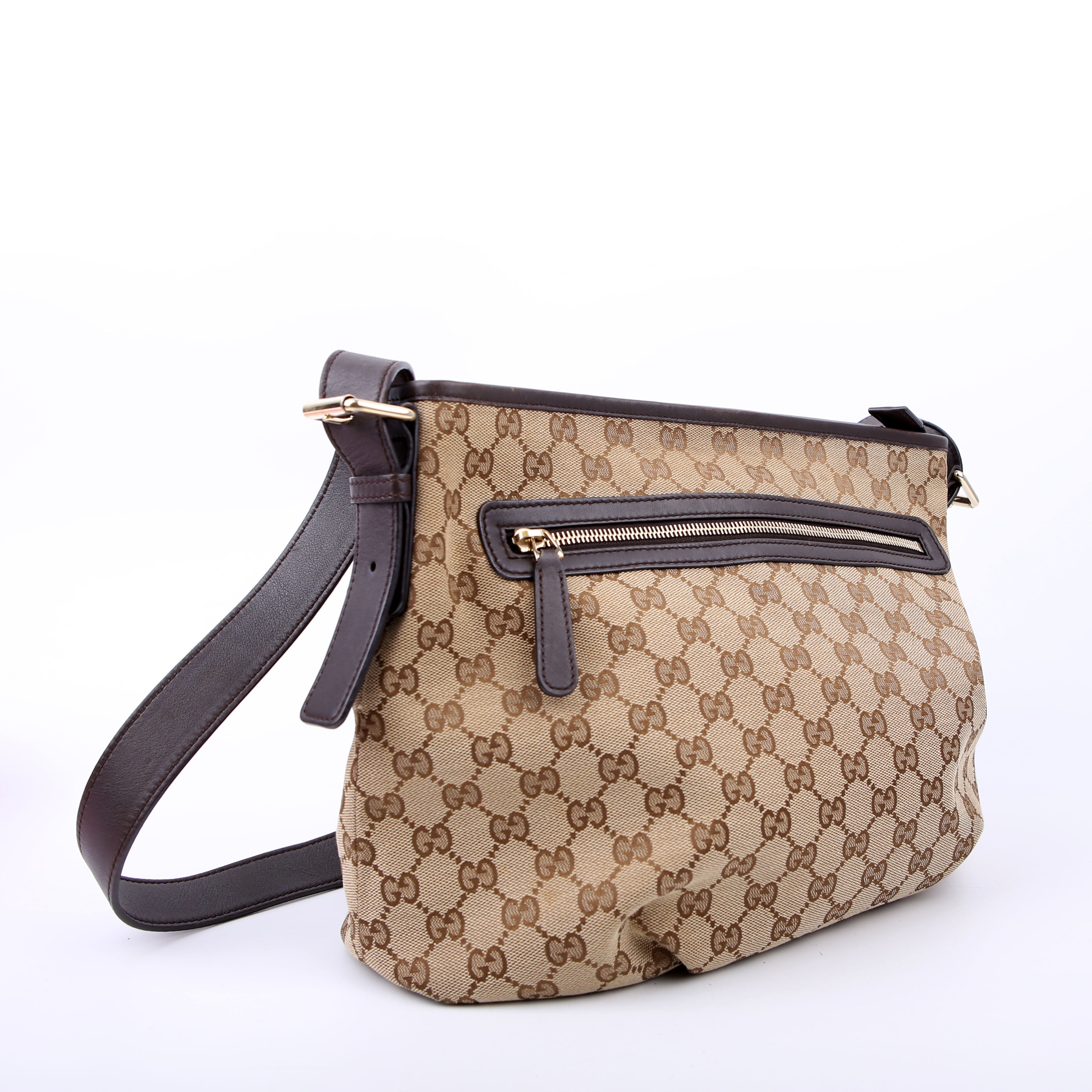 Gucci 388930 GG Canvas Shoulder Bag Brown