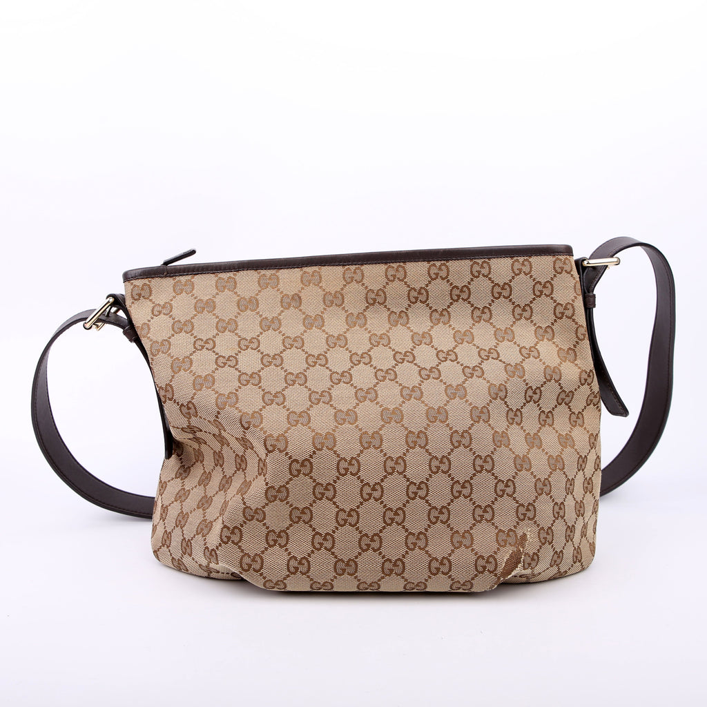Gucci 388930 GG Canvas Shoulder Bag Brown