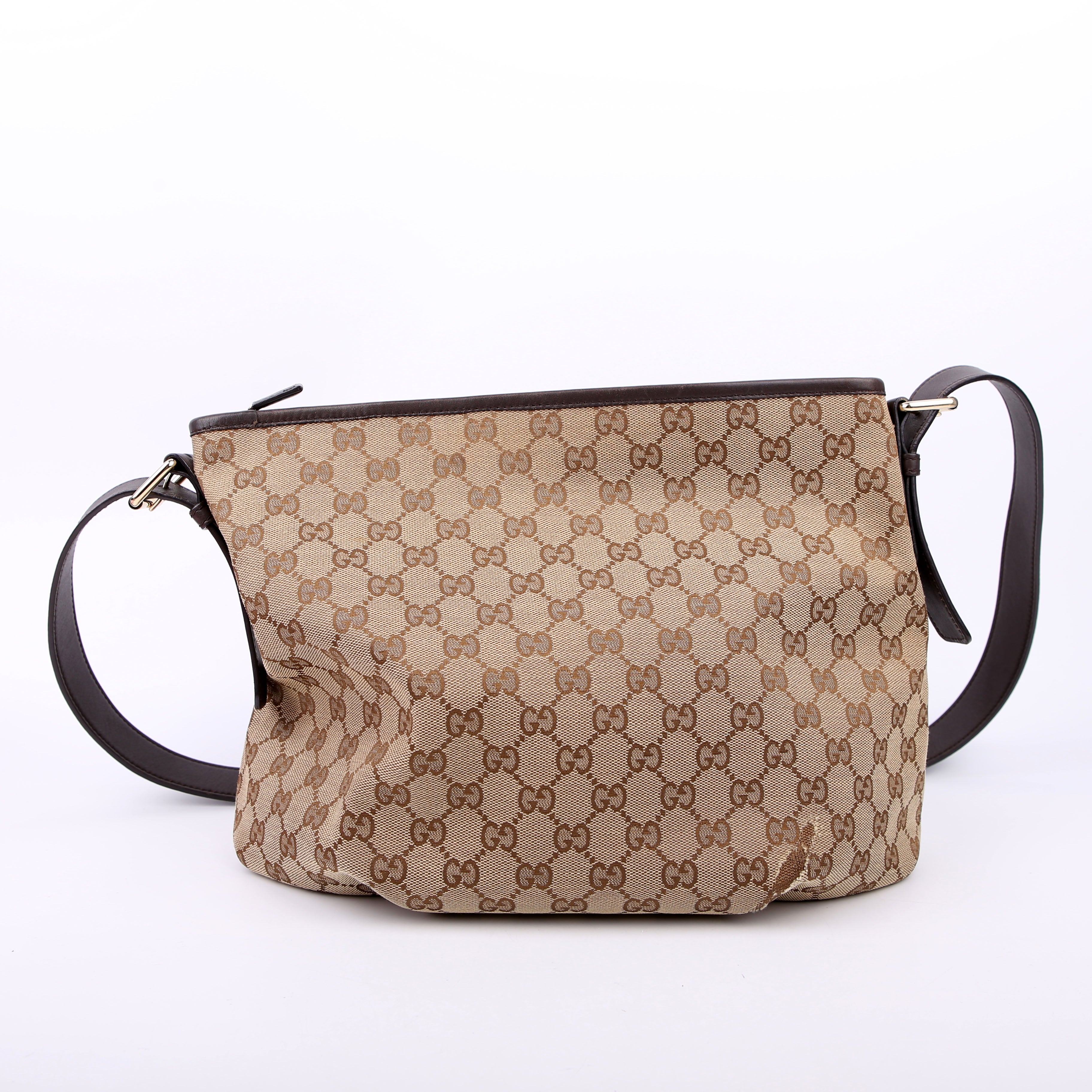 Gucci 388930 GG Canvas Shoulder Bag Brown