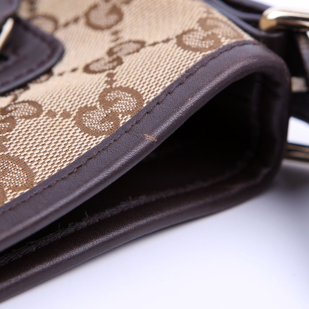 Gucci 388930 GG Canvas Shoulder Bag Brown