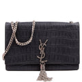 Kate Tassel Satchel Medium Crocodile Embossed Grey