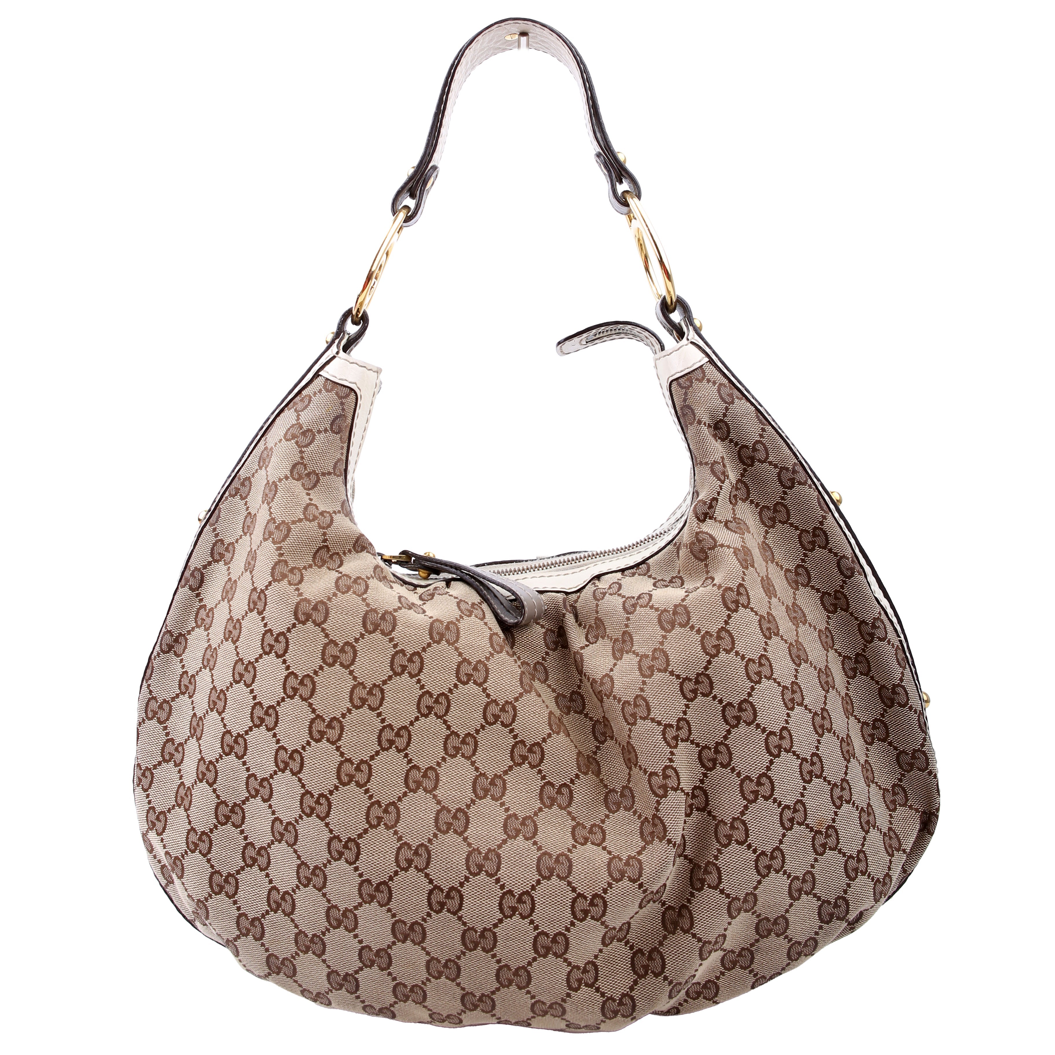 223952 GG Canvas Hobo Medium Tan/White
