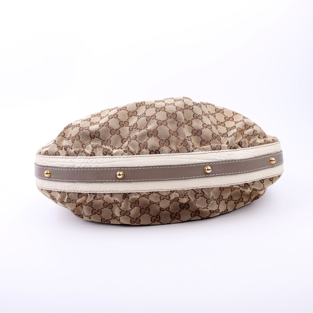 223952 GG Canvas Hobo Medium Tan/White