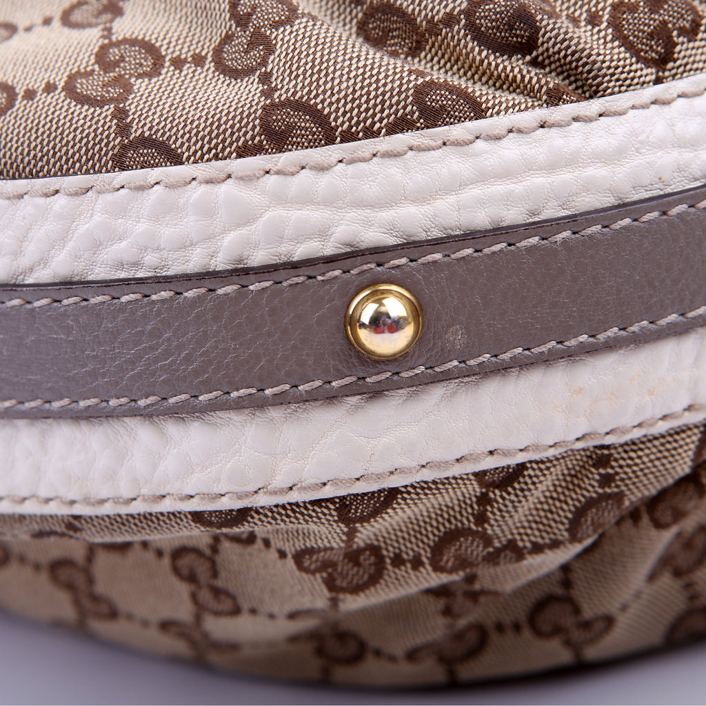 223952 GG Canvas Hobo Medium Tan/White