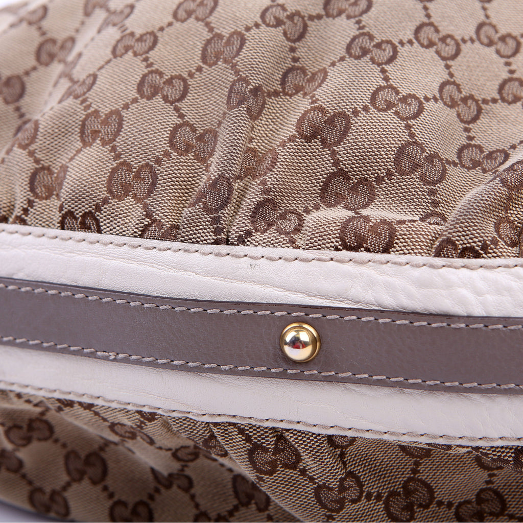 223952 GG Canvas Hobo Medium Tan/White