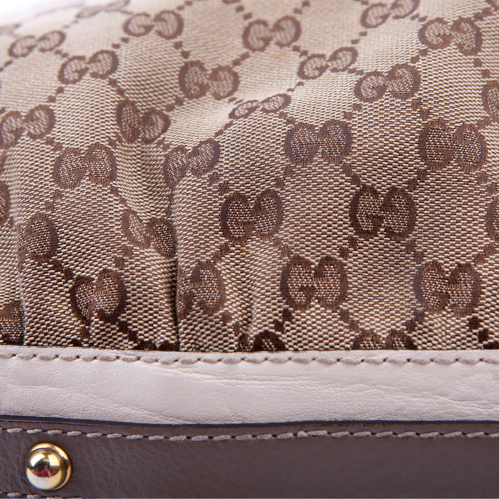 223952 GG Canvas Hobo Medium Tan/White