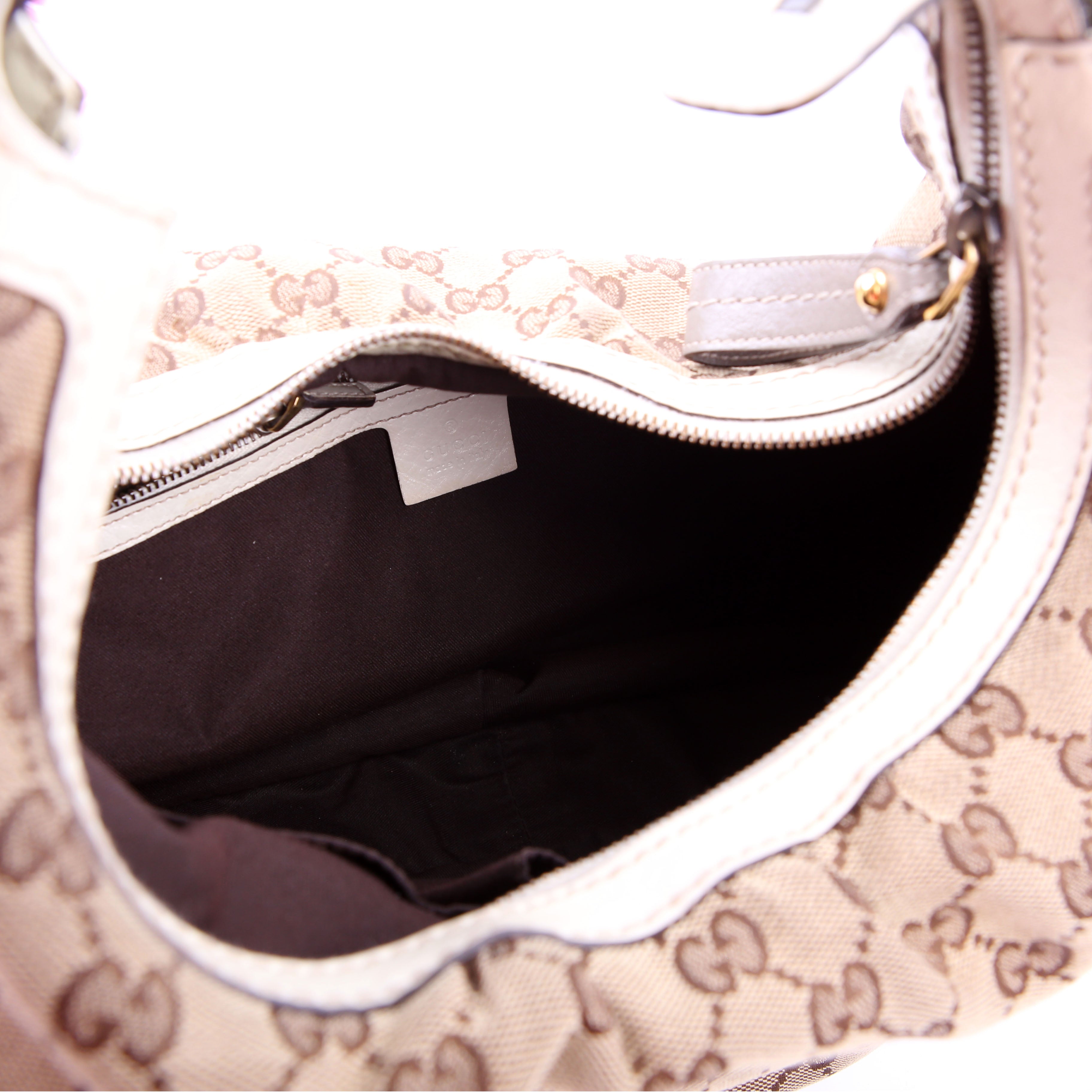 223952 GG Canvas Hobo Medium Tan/White