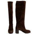 Block Heel Suede Knee Boots Size 38 Brown