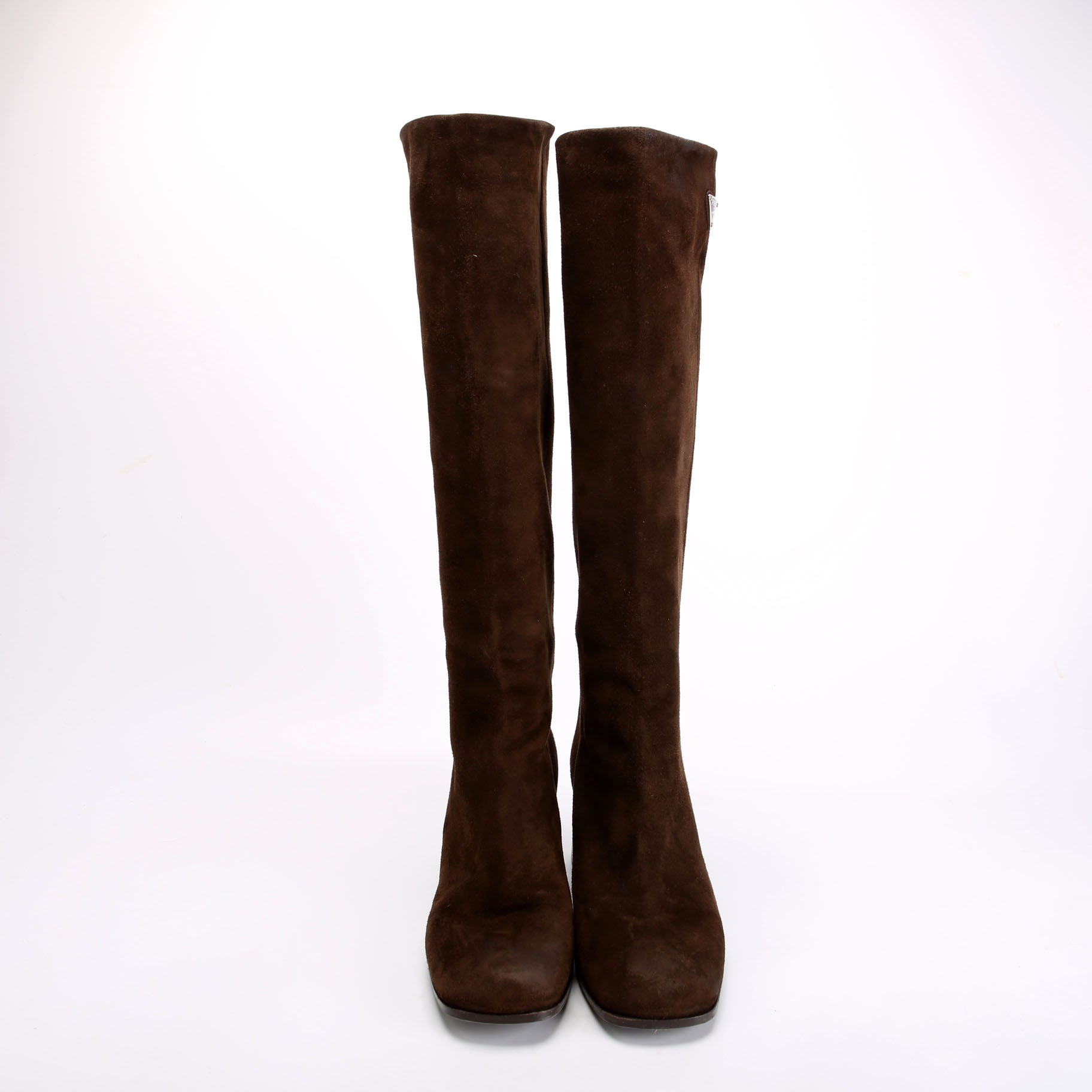 Block Heel Suede Knee Boots Size 38 Brown