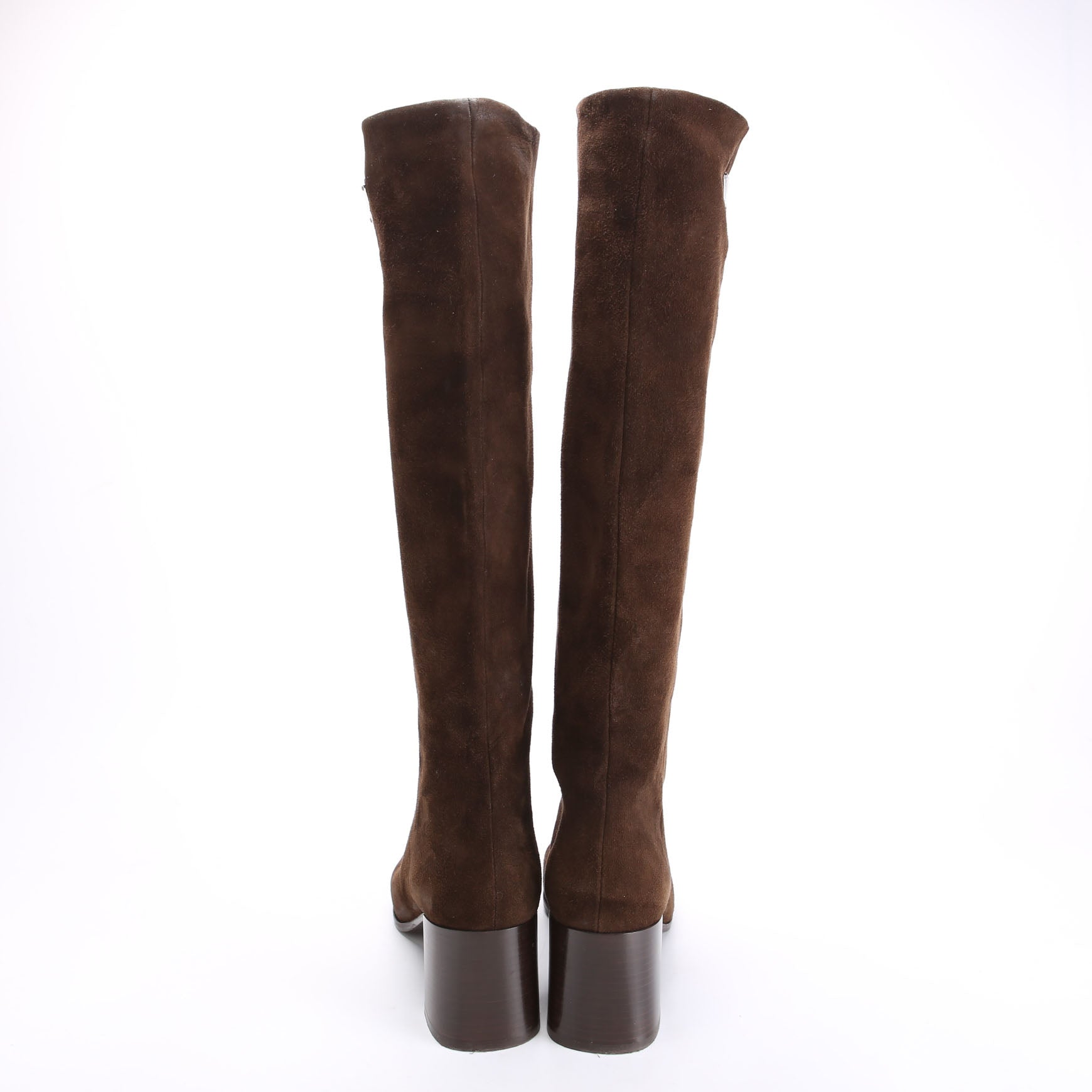 Block Heel Suede Knee Boots Size 38 Brown