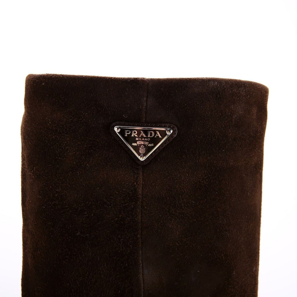 Block Heel Suede Knee Boots Size 38 Brown