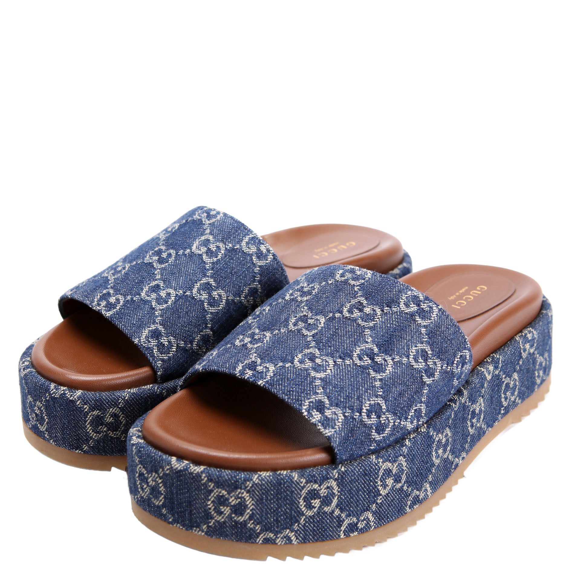 GG Denim Platform Slides Size 37.5
