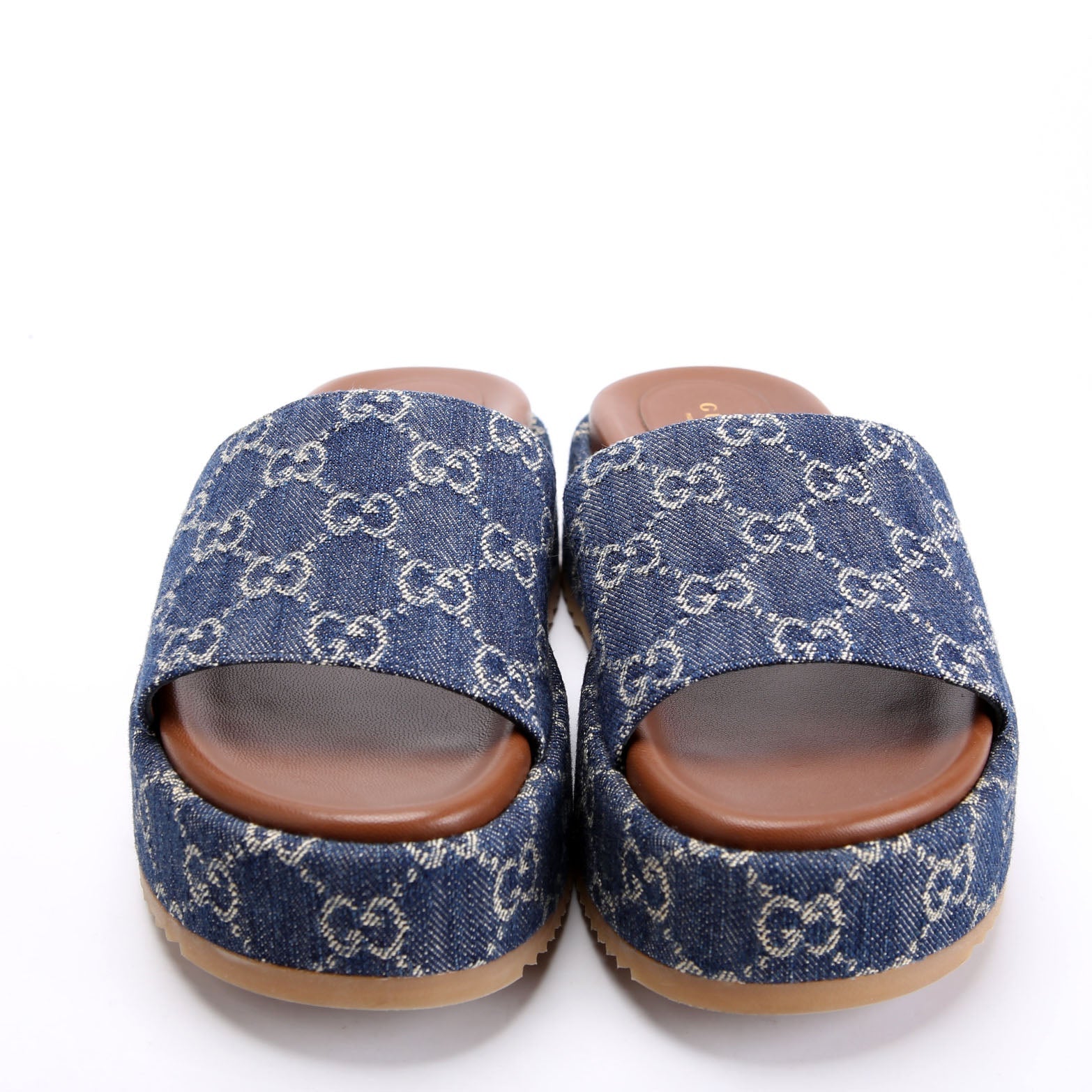 GG Denim Platform Slides Size 37.5