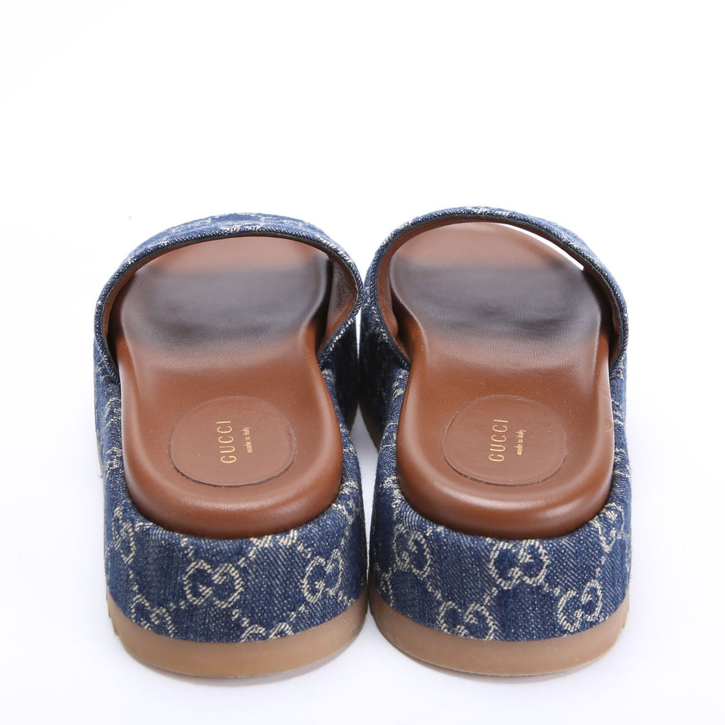 GG Denim Platform Slides Size 37.5