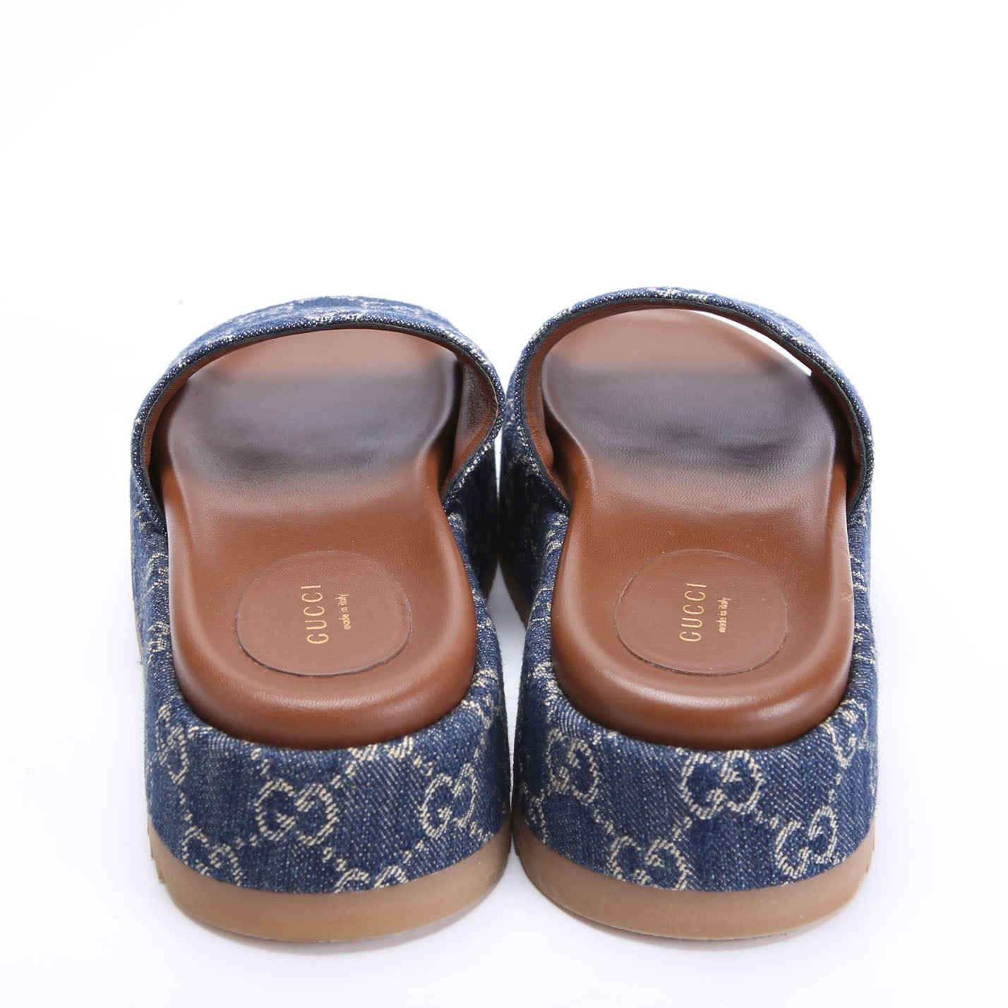 GG Denim Platform Slides Size 37.5