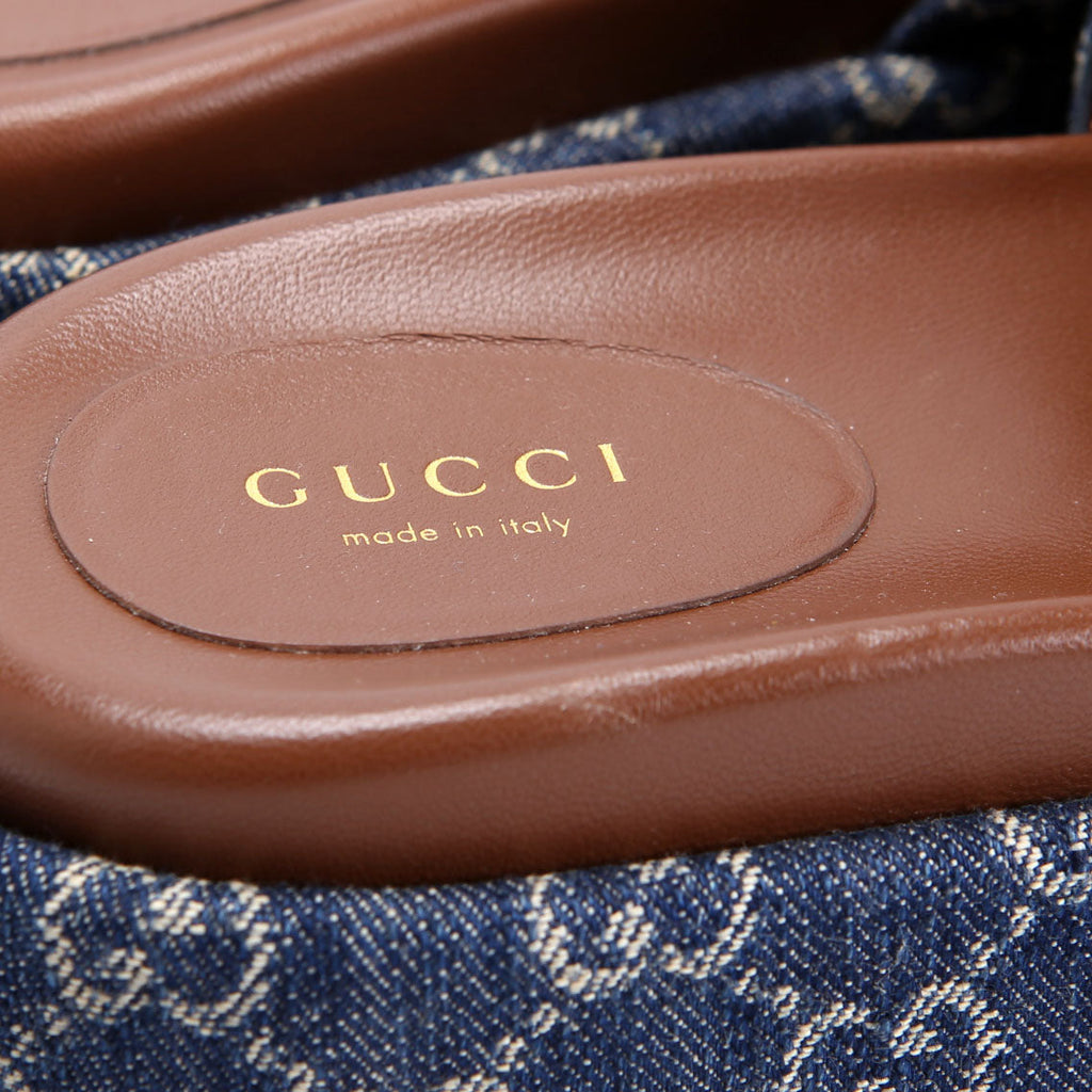 GG Denim Platform Slides Size 37.5