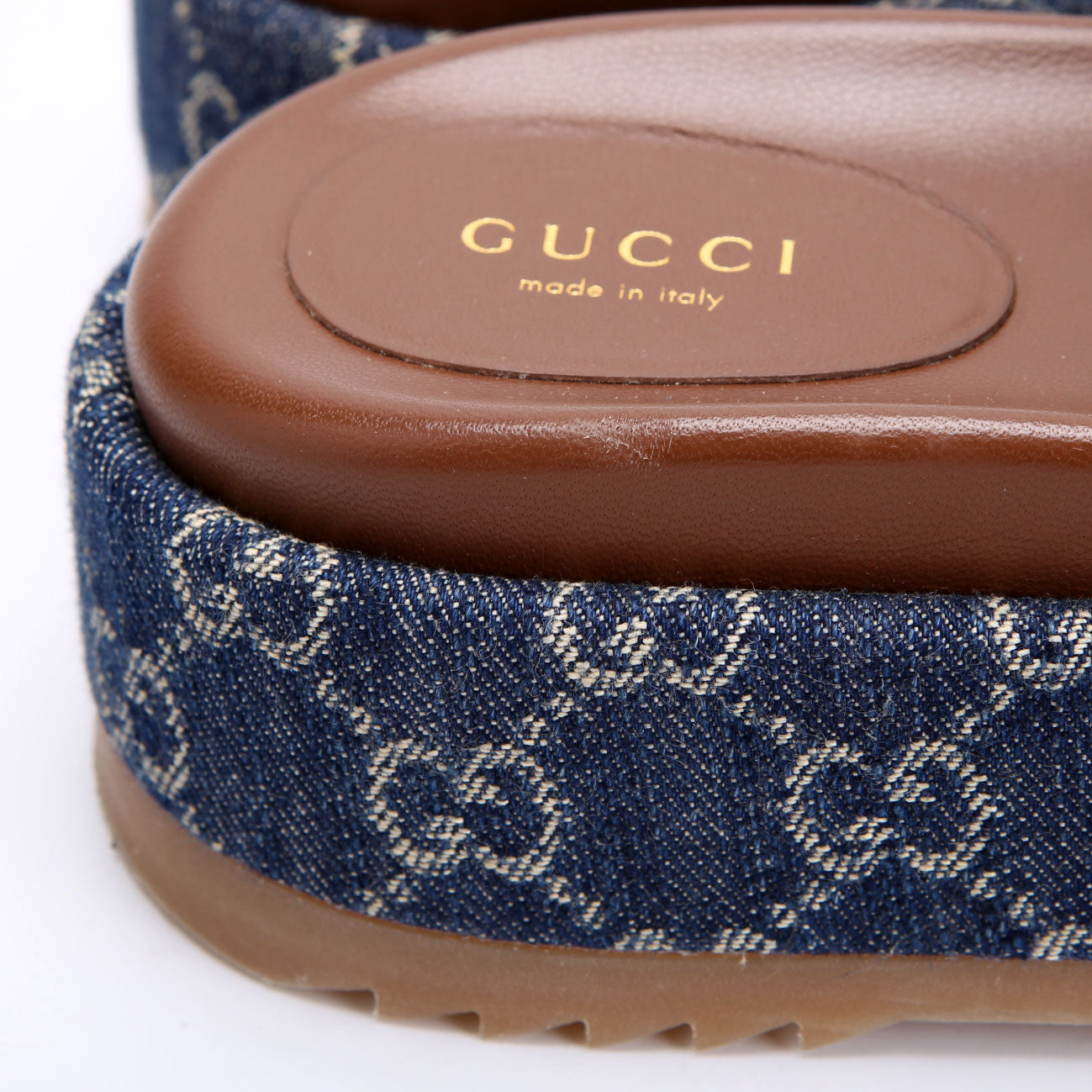 GG Denim Platform Slides Size 37.5