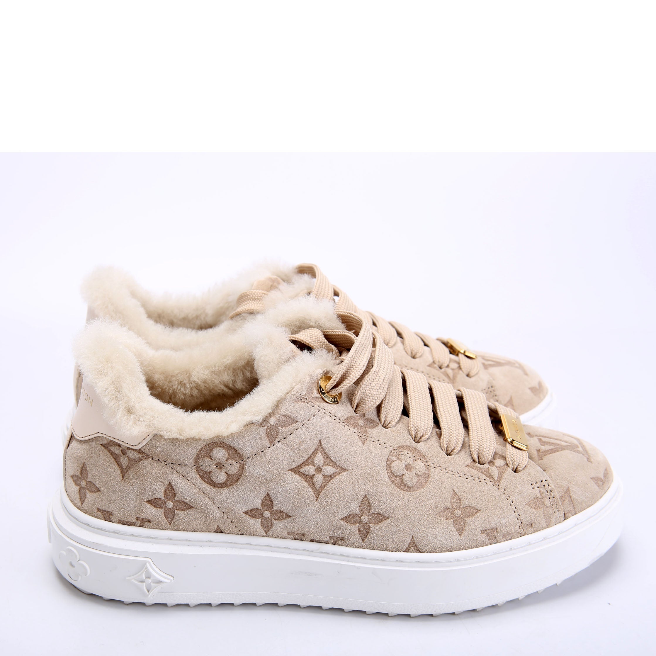 Timeout Sneakers Suede Shearling Size 36 Taupe