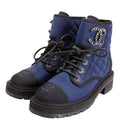 Quilted CC Cap Toe Combat Boots Size 36 Blue