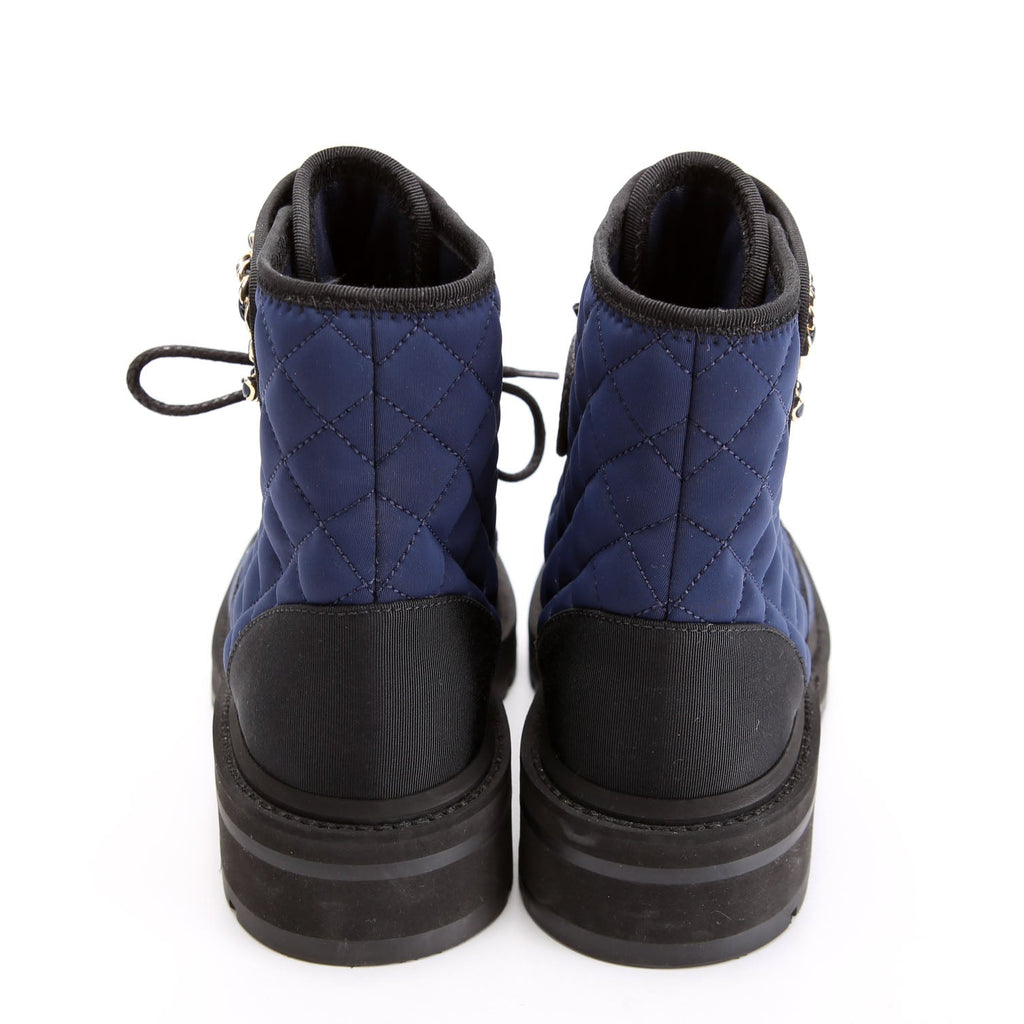 Quilted CC Cap Toe Combat Boots Size 36 Blue