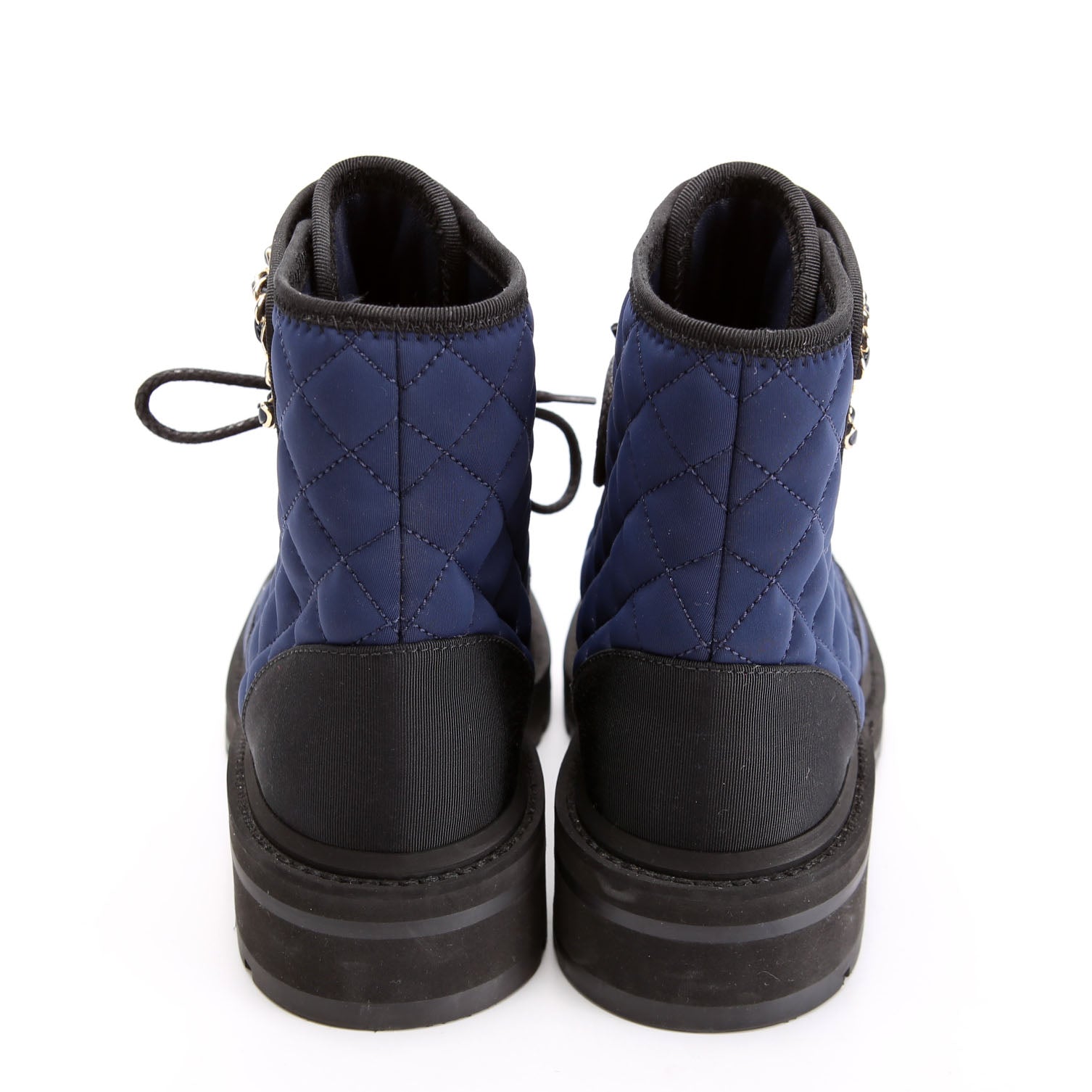 Quilted CC Cap Toe Combat Boots Size 36 Blue