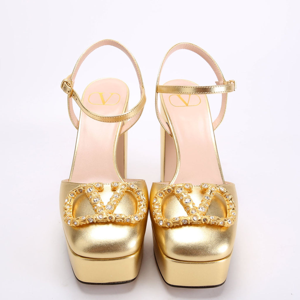 VLogo Platform Pumps Size 36 Gold