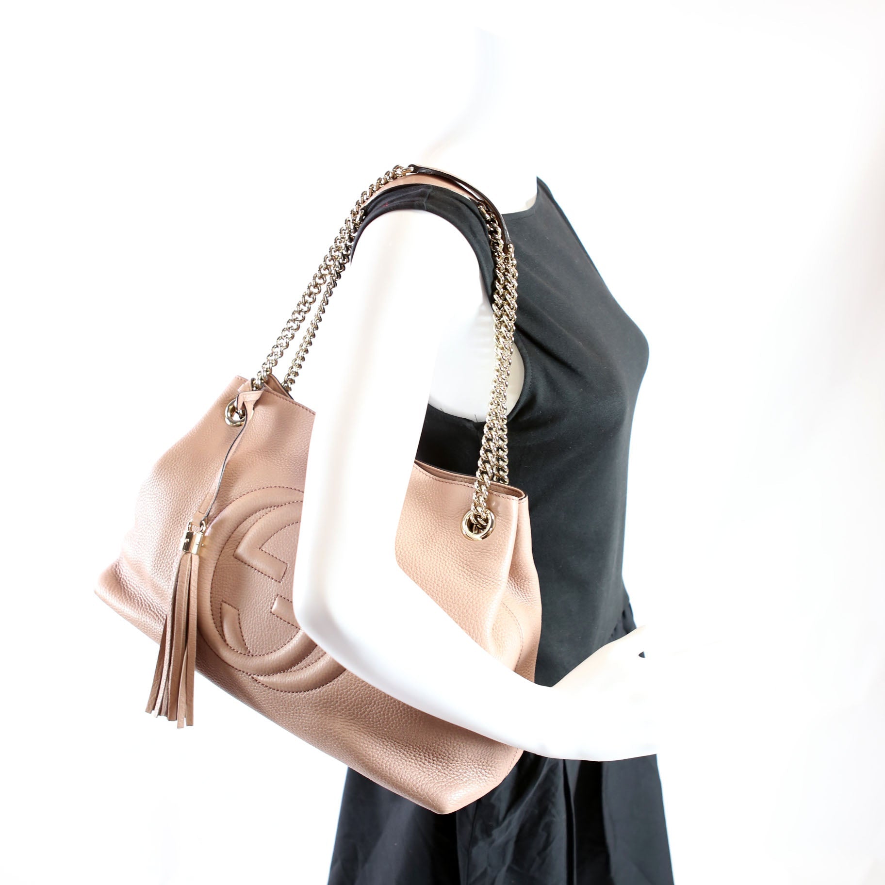 Gucci 308982 Soho Leather Shoulder Medium Tan