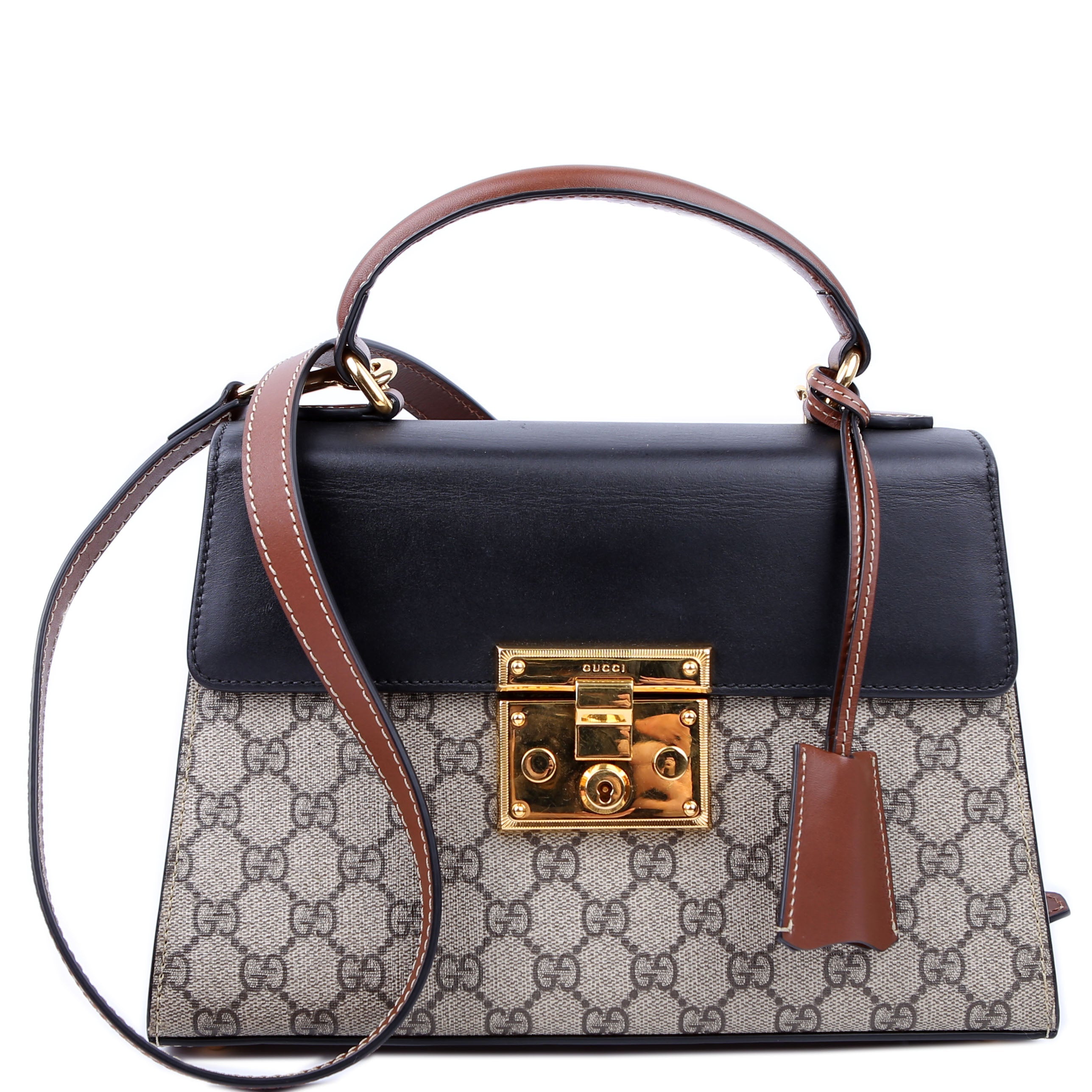 453188 Padlock GG Supreme Top Handle Small Brown/Black