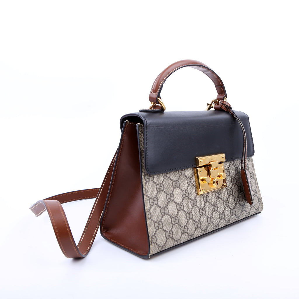 453188 Padlock GG Supreme Top Handle Small Brown/Black